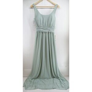 NEW Birdy Grey Jan Mesh Long Maxi Minimalist Bridesmaid Dress in Sage Size XS‎